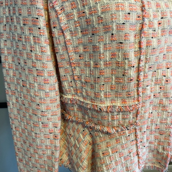 Rebecca Taylor Bright Coral and Cream Tweed Jacket 10 - Picture 8 of 13